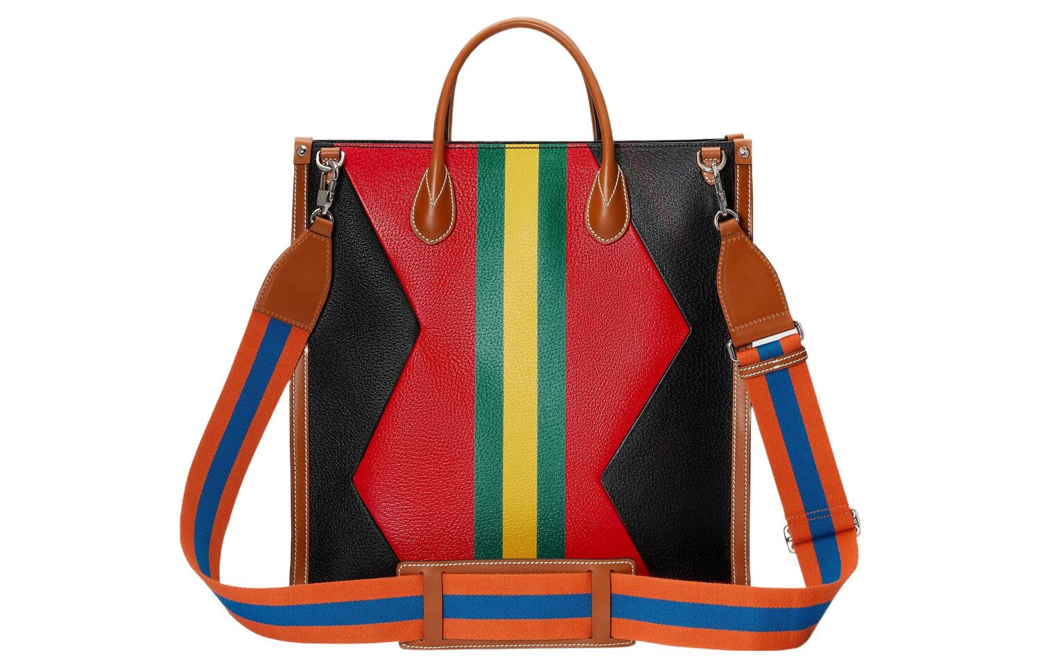 GUCCI Кожаная сумка-тоут Шопер Сумка через плечо Кроссбод Средняя мужская сумка черно-красная — фото 4