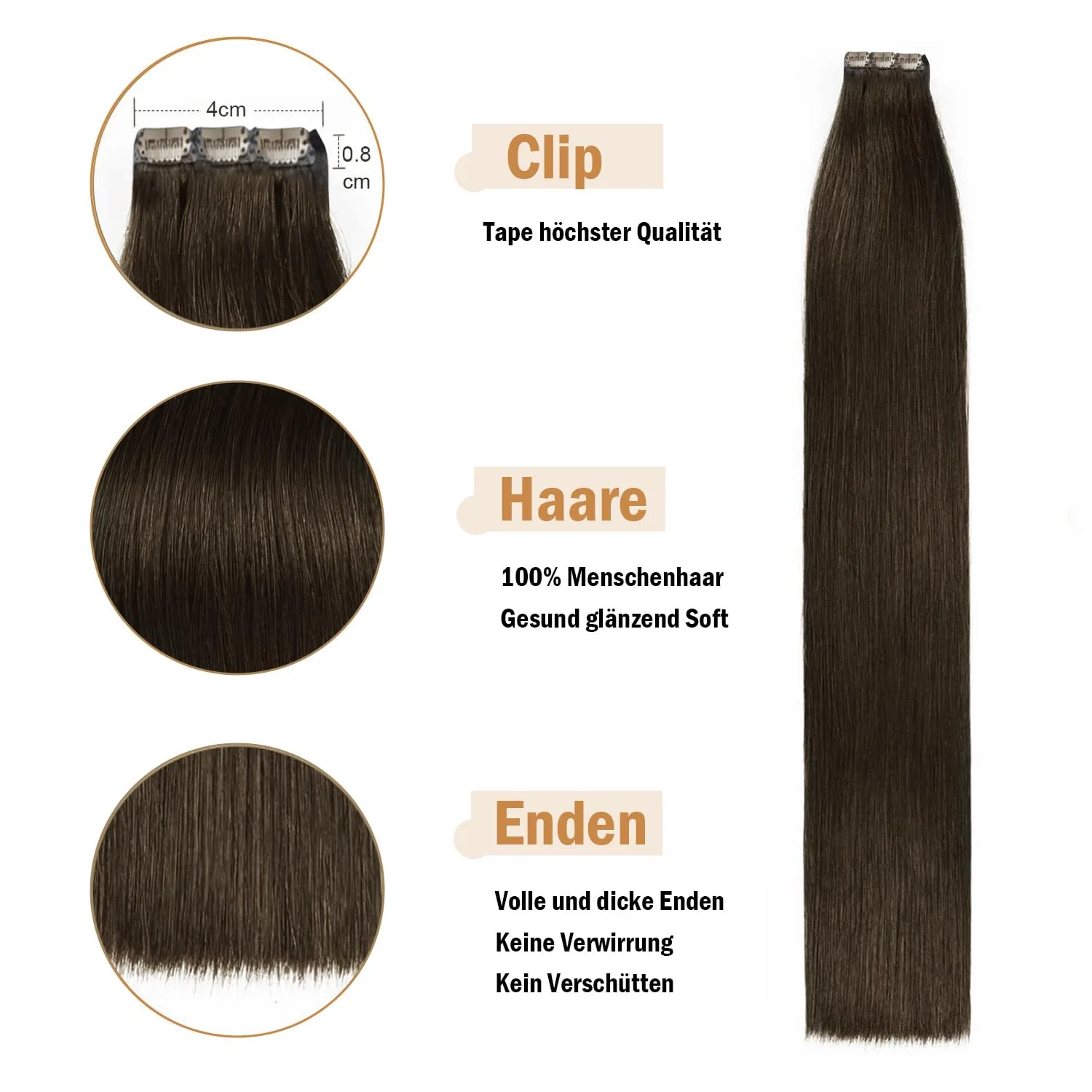 Набор накладных прядей 35-55 см из 100% натуральных волос Remy, 120 г Beyond Your Thoughts, 2#(Reddish Brown) — фото 3