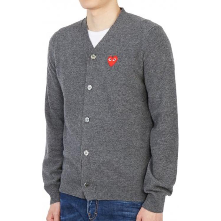 Кардиган COMME des GARCONS PLAY Cardigan Red Emblem 'Grey' AZ-N008-051-3, серый — фото 4