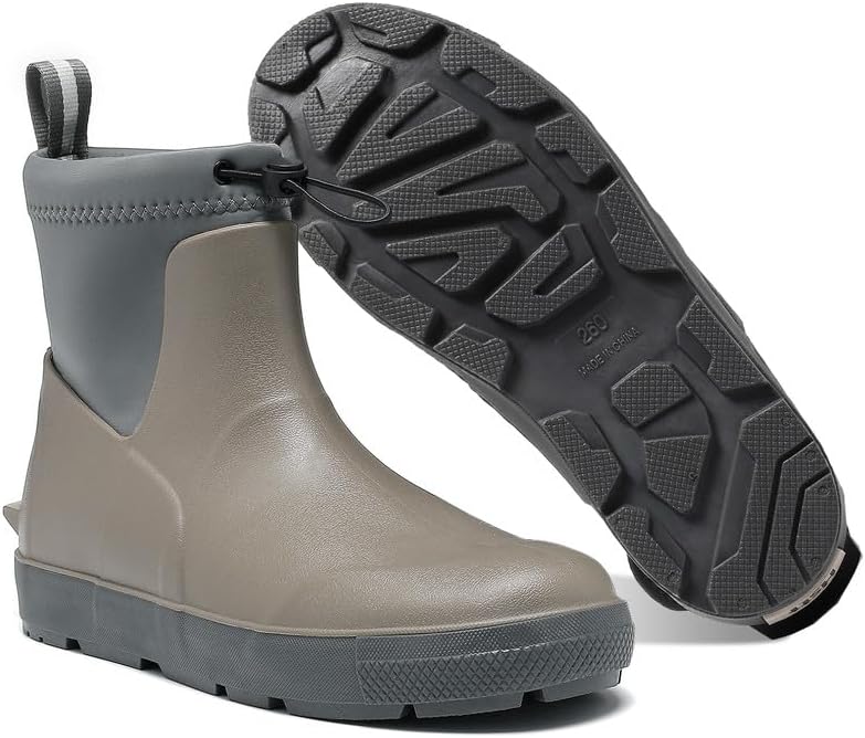 

Мужские водонепроницаемые ботинки Lezzglt, противоскользящие, на щиколотку, резиновая обувь для рыбалки на открытом воздухе, ботинки Челси для работы в саду и воды, размеры 6,5-12, бежевый