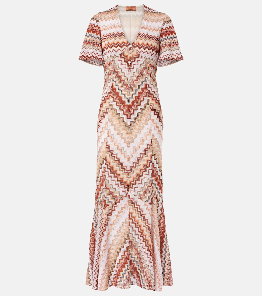 

Платье макси из ламе с зигзагообразным узором Missoni, Multi Brown Tones On Light