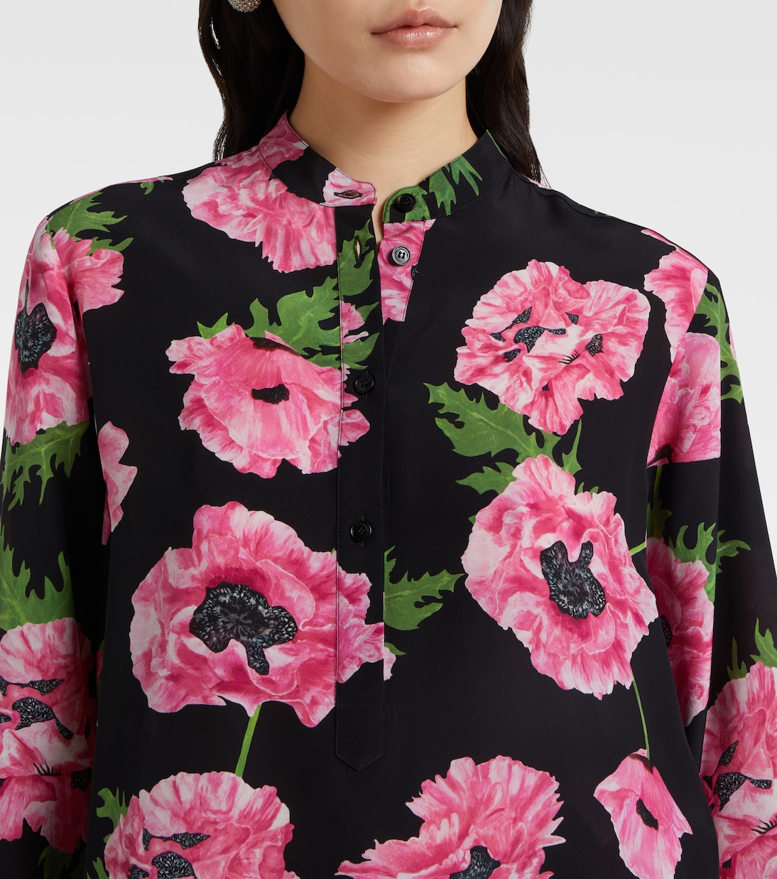 Шелковая рубашка с цветочным принтом в виде мака Stella McCartney, Poppy Print — фото 4