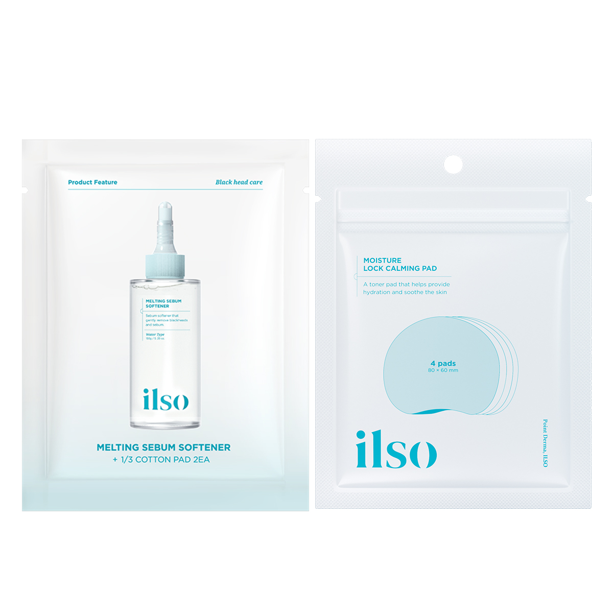 

ILSO Набор для пробного ухода за порами с раствором для удаления черных точек + ватные палочки для контроля жира, очищения, успокоения и смягчения