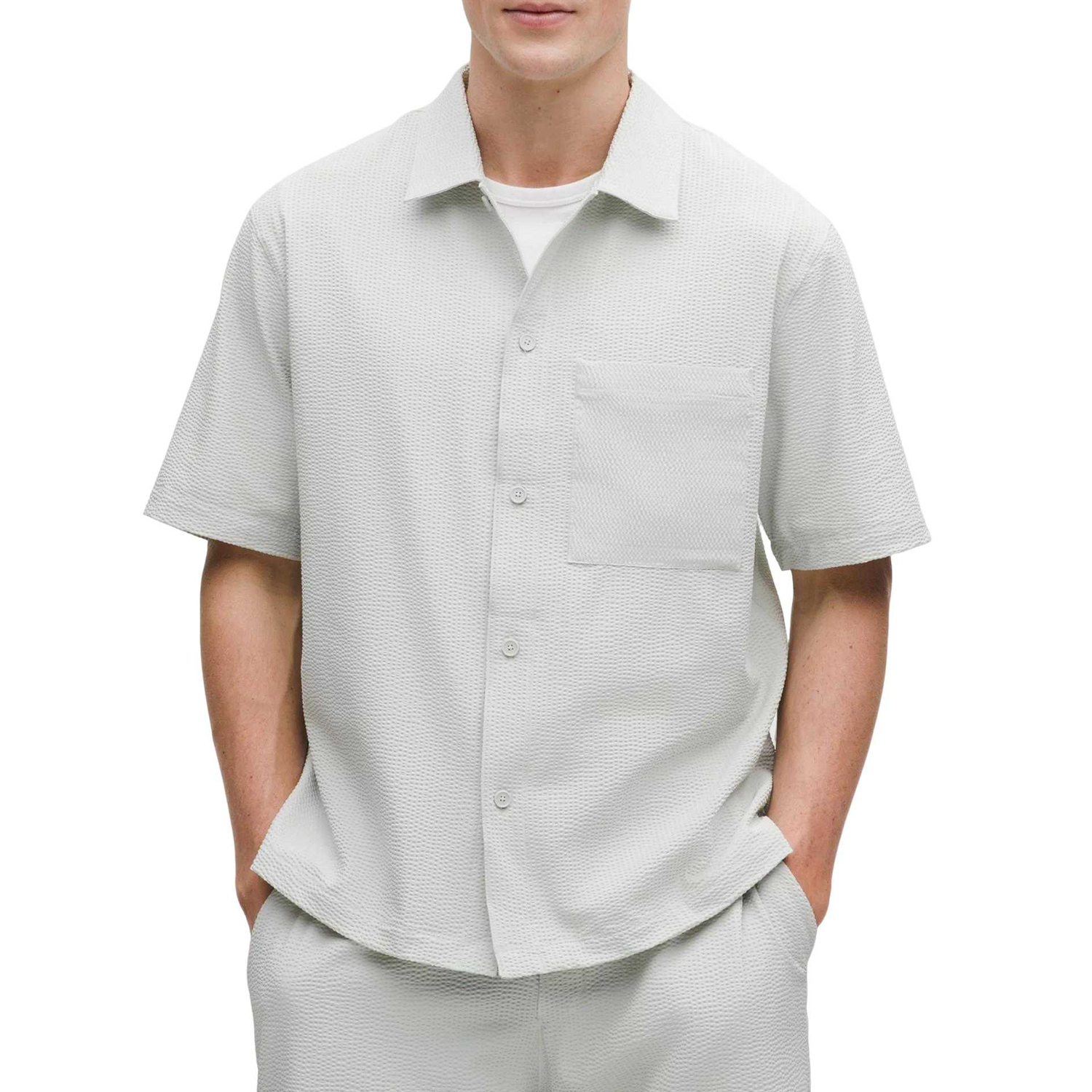 

Рубашка мужская простая полоска Vapor с лацканом Moderate Lululemon, simple stripe vapor