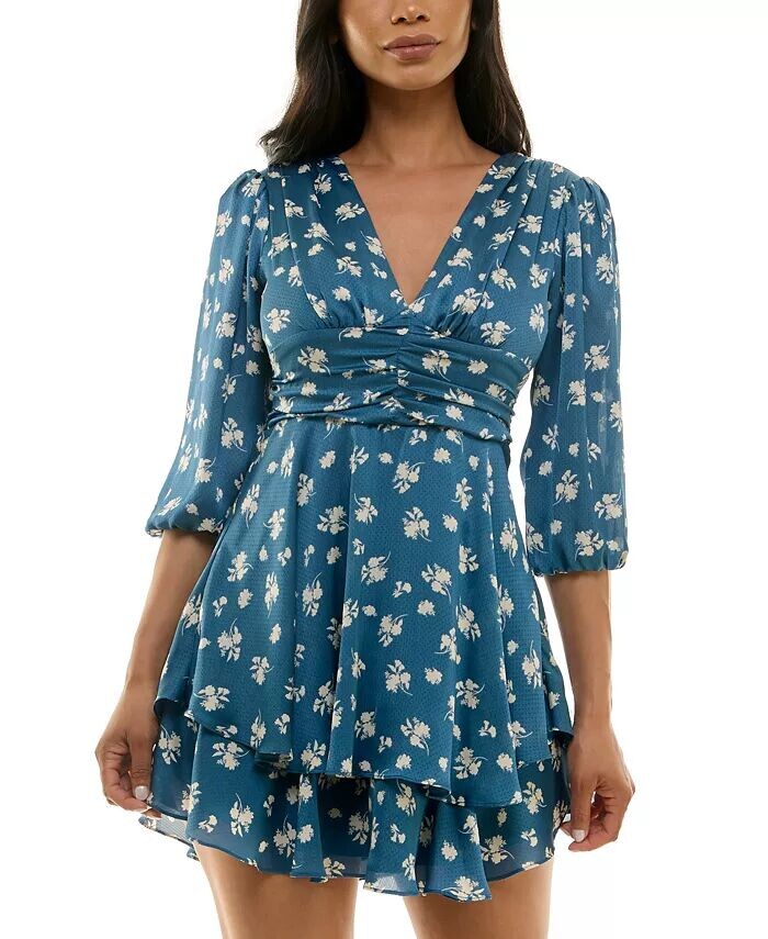 

Многоярусное платье трапециевидного силуэта с завязкой на талии для юниоров B Darlin, серый