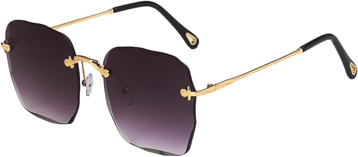 

1 шт. Солнцезащитные очки без оправы, большие прямоугольные, модные серые, с удобными носовыми упорами и прочным шарниром, идеально подходят для пляжа и активного отдыха на природе SHERCHPRY, Grey