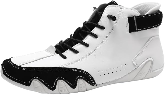 

Унисекс винтажные высокие кеды с мягкой подошвой для улицы, прошитым дизайном, удобные для ходьбы и походов, ботинки на шнуровке для женщин Hhhchpm, белый/черный