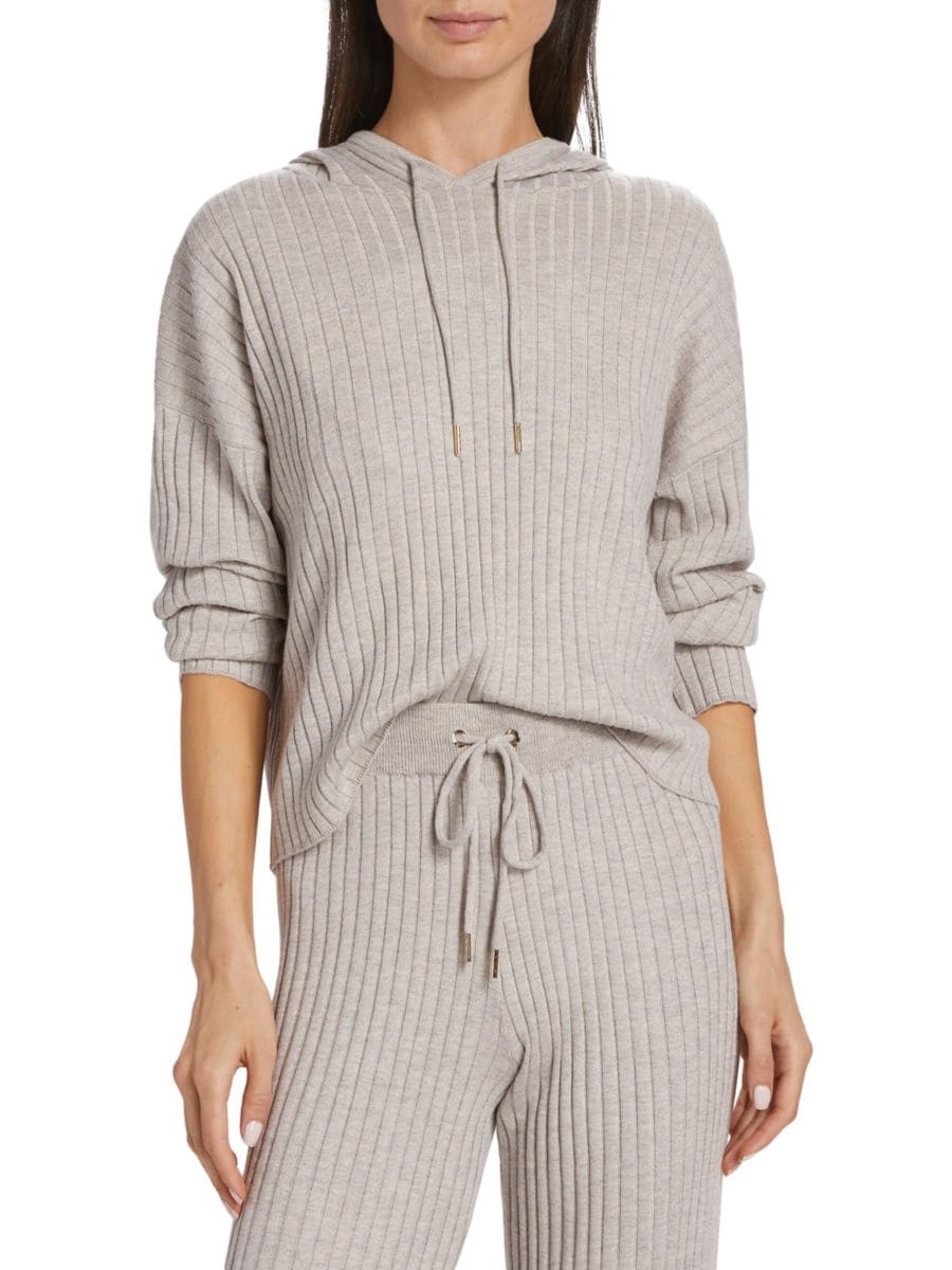 

Укороченная толстовка с капюшоном из трикотажа в рубчик Stellae Dux, цвет Toast Heather