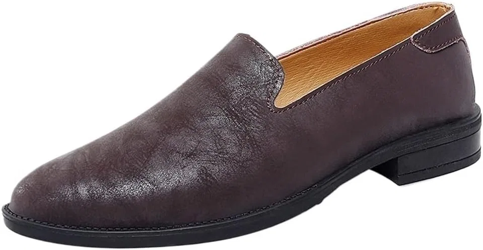 Лоферы кожаные Mens Leather Loafers Moccasins, коричневый DHFIRUFSHLO