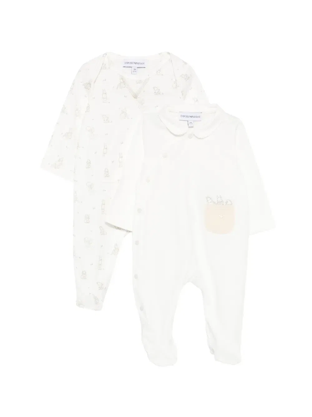 Пижама с графичным принтом Emporio Armani Kids, бежевый