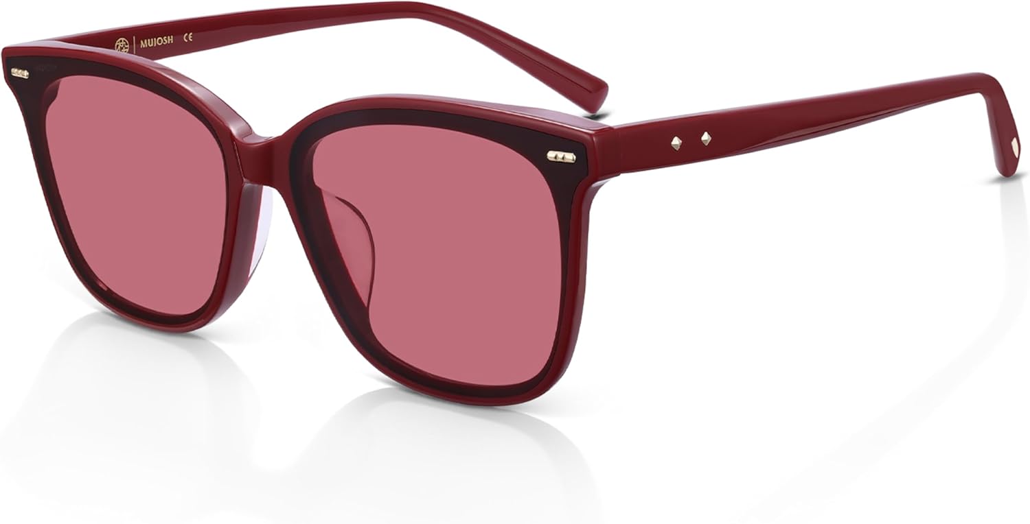 

Модные квадратные солнцезащитные очки MUJOSH для женщин и мужчин, поляризованные, с защитой от УФ-излучения UV400, эксклюзивный бренд очков EssilorLuxottica, Red/Pure Gray Polarized