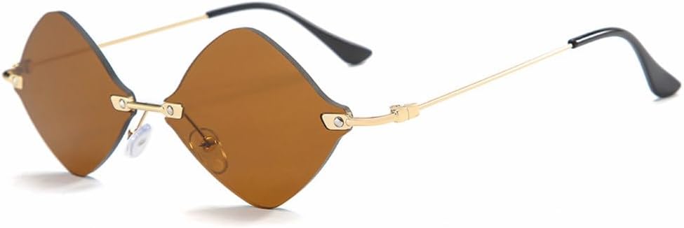 

Модные винтажные роскошные солнцезащитные очки без оправы с ромбовидной формой для женщин и мужчин, популярные солнцезащитные очки с градиентным переходом цвета, женские дорожные солнцезащитные очки TYUVIVO, Brown