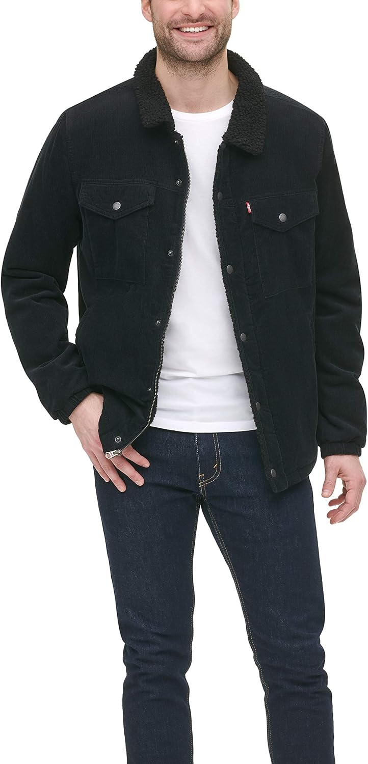 Мужская вельветовая куртка Levi's с подкладкой из шерпы (стандартные размеры, большие и высокие), Black Corduroy — фото 4
