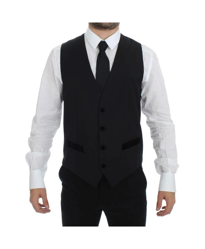 

Черный шерстяной жилет для формального платья Dolce & Gabbana, черный