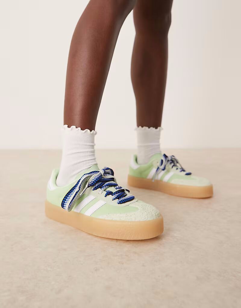 Кроссовки Adidas Originals Sambae светло-зеленого и белого цвета