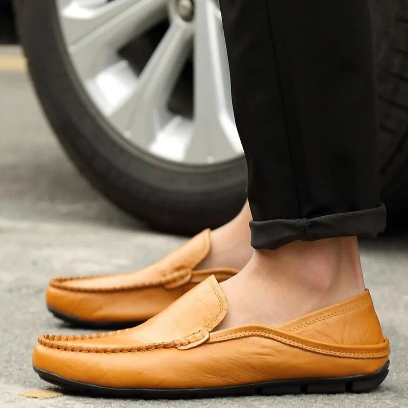 Лоферы кожаные перфорированные Mens Loafers Brown SayfuR — фото 2