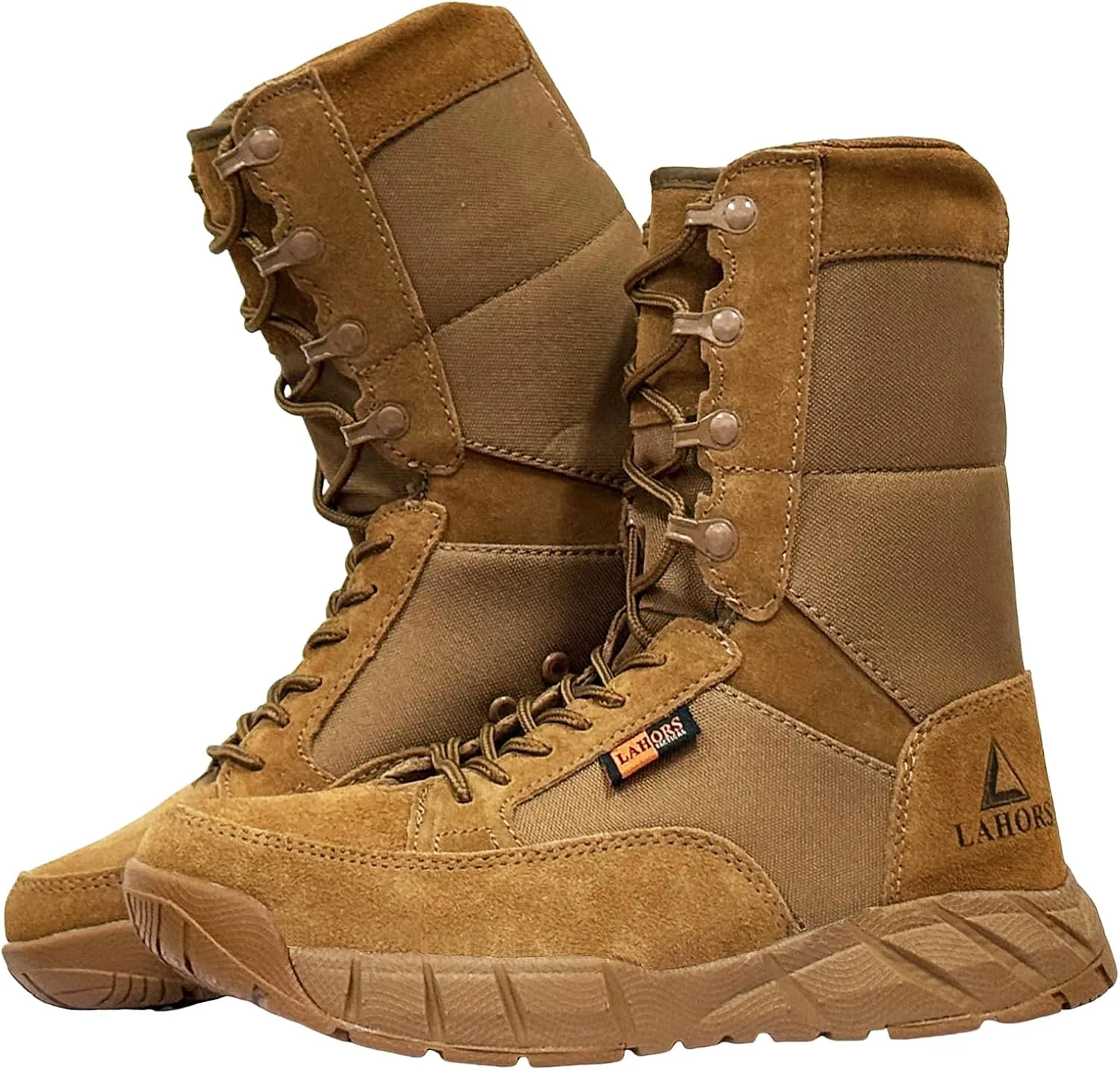 

Легкие мужские тактические ботинки, армейские ботинки цвета койот, ботинки для военной подготовки, на шнуровке, для походов на открытом воздухе, дышащие, с боковой молнией LAHORS, коричневый