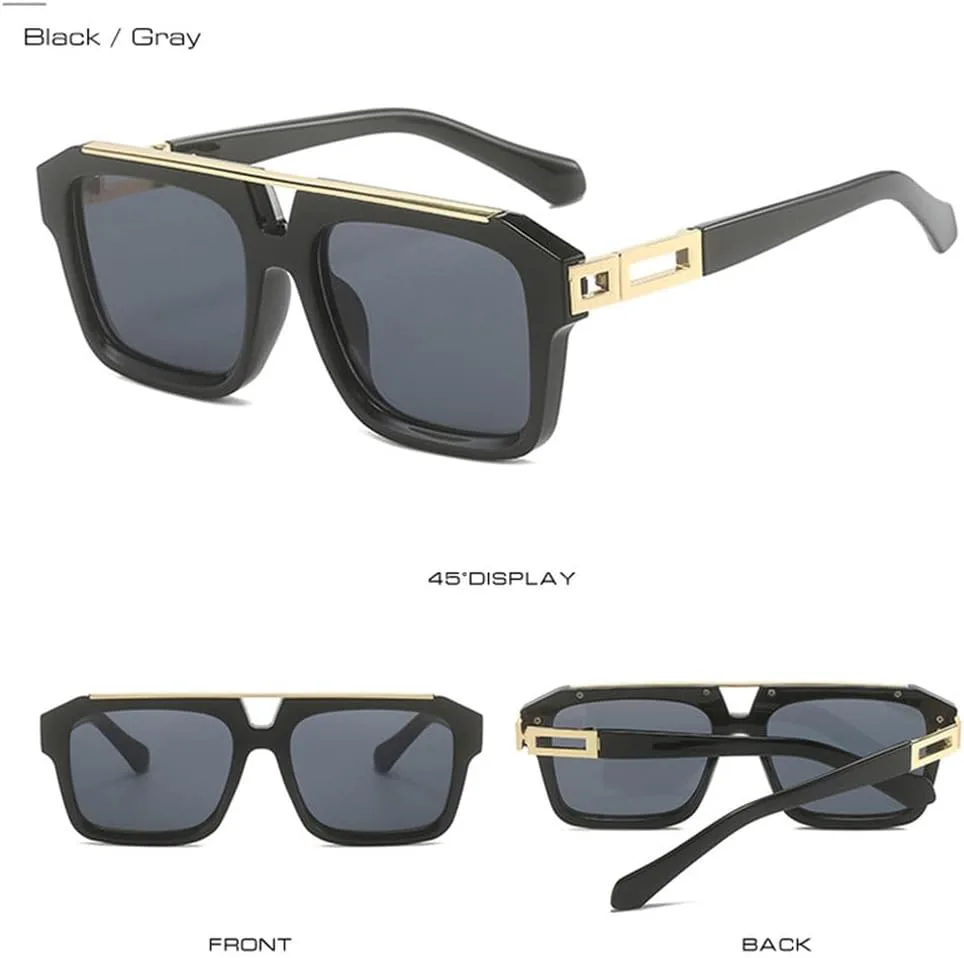 

Модные женские солнцезащитные очки с двойной перемычкой, ретро-очки в стиле панк, мужские солнцезащитные очки с защитой от УФ-излучения UV400 HVTVTLA, Black Gray