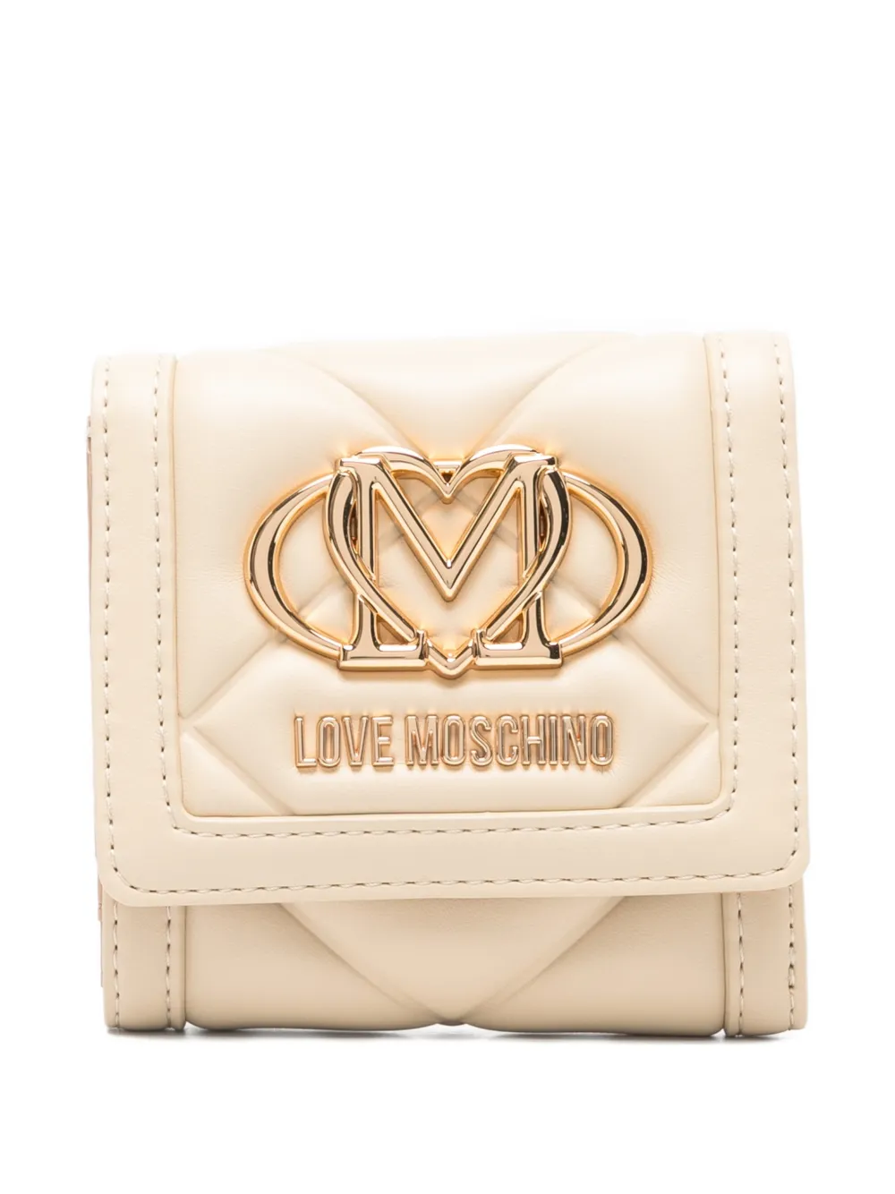 

Стеганый кошелек с логотипом Love Moschino, бежевый