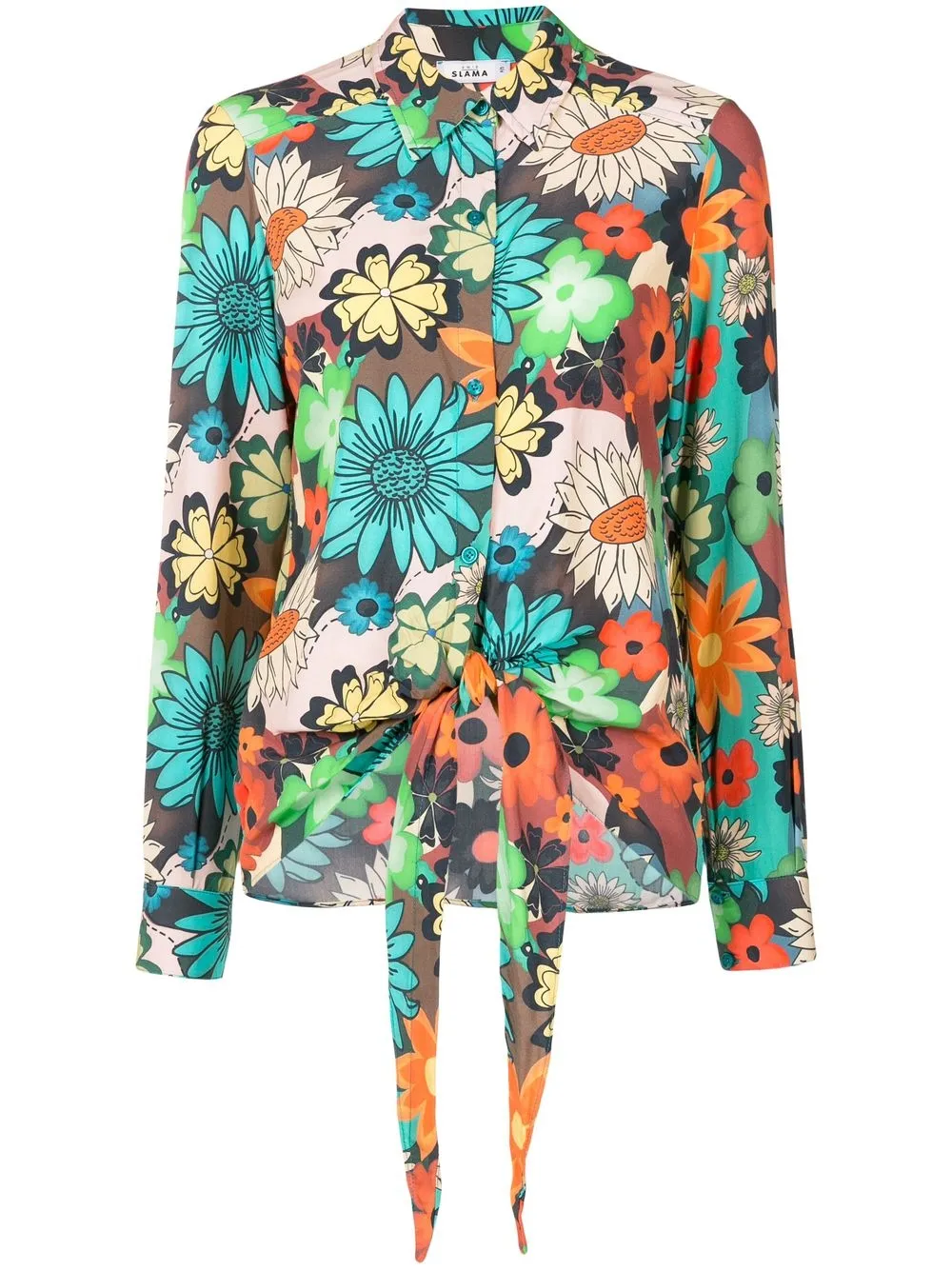 

Блузка с завязками и цветочным принтом Amir Slama, мультиколор
