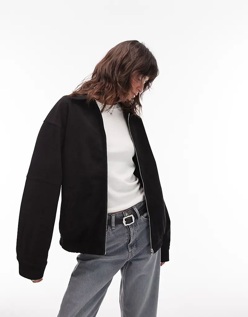 

Куртка-бомбер Emory Park свободного кроя из искусственной замши черного цвета