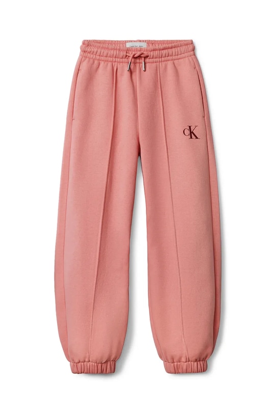 Детские хлопковые спортивные штаны Calvin Klein Jeans, розовый — фото 2
