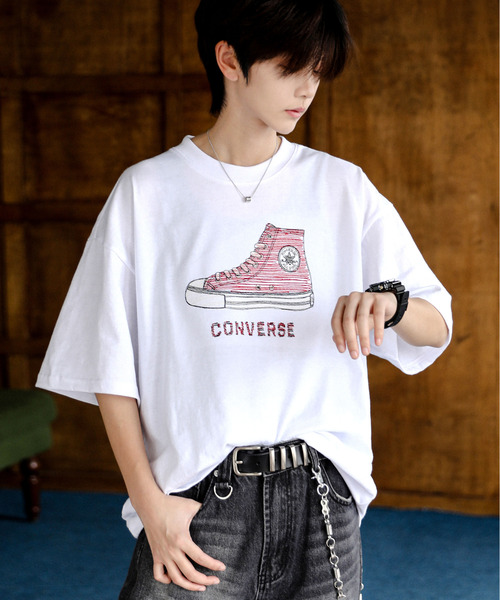 

Футболка свободного кроя с вышитым логотипом на спине CONVERSE, белый