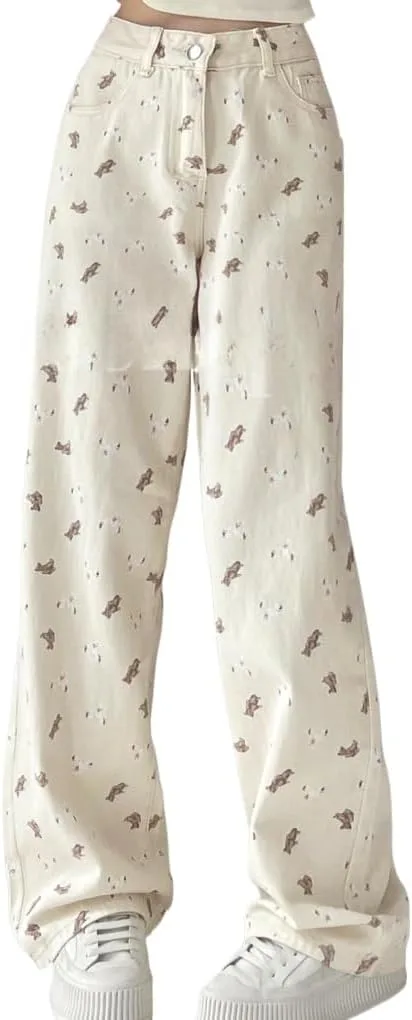 

Брюки женские Y2k Baggy с цветочным принтом KFVIM