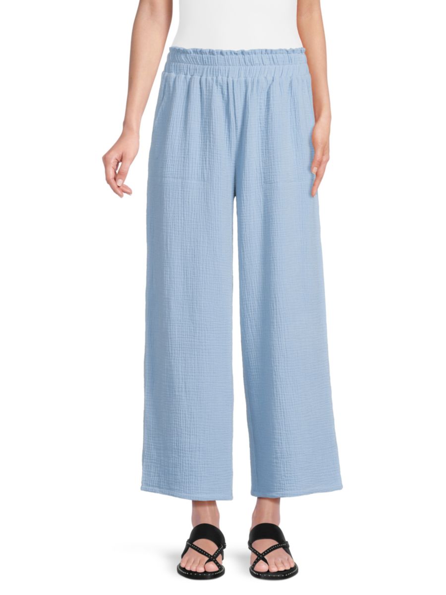 

Летние брюки-клеш с эластичной резинкой на талии из двойной марли Saks Fifth Avenue, цвет Slate Blue