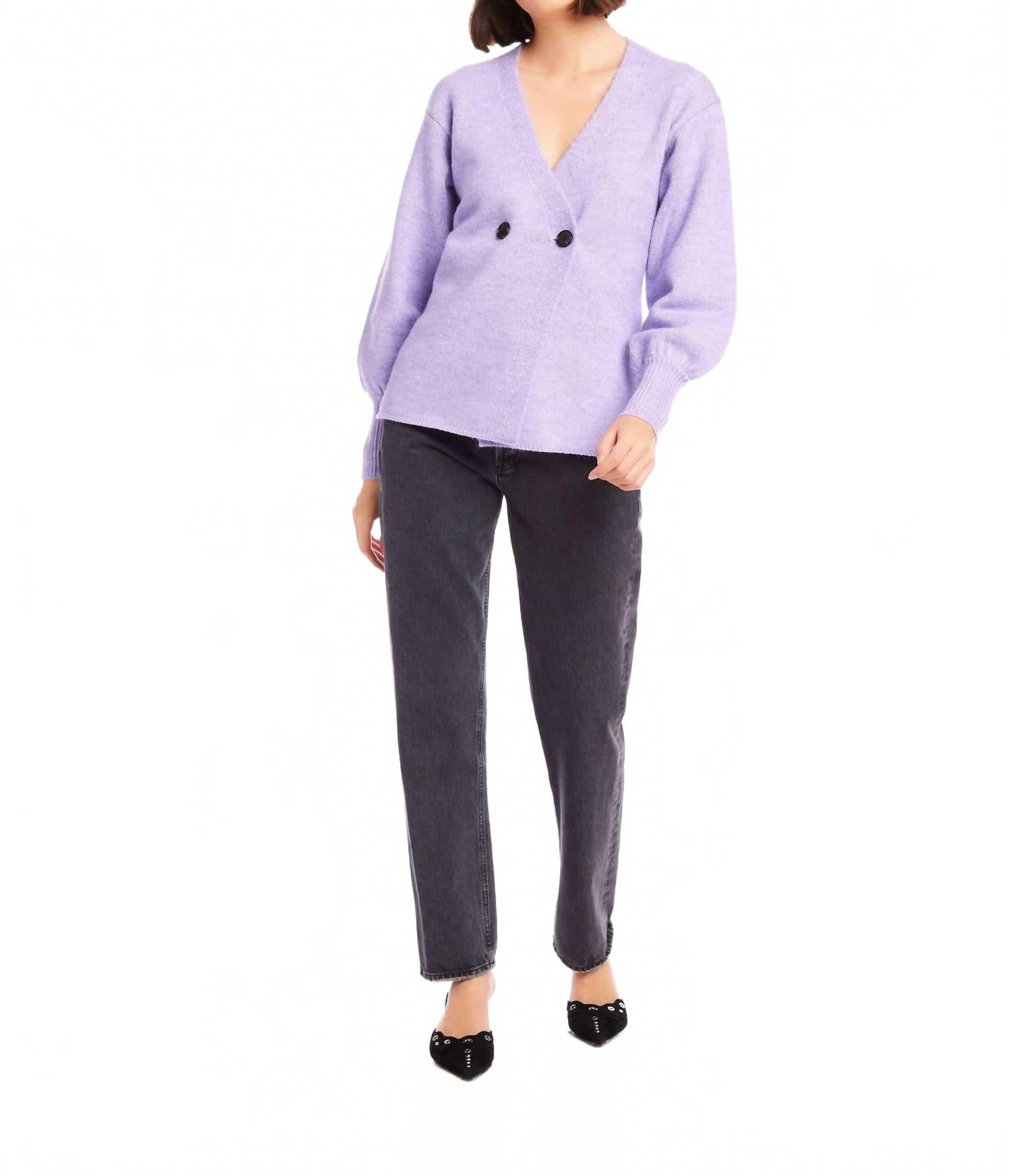 

Кардиган с длинным рукавом и V-образным вырезом в сиреневом цвете Fifteen Twenty