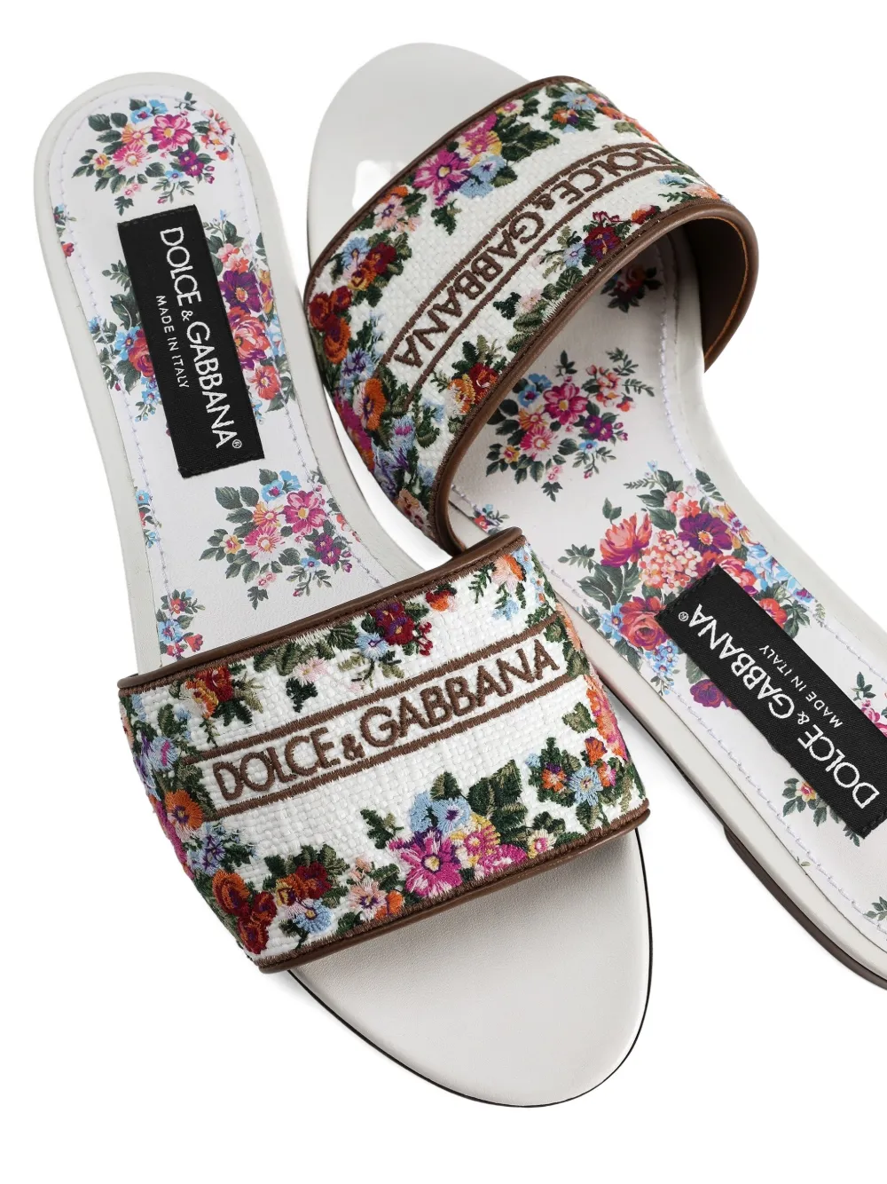 Босоножки с цветочной аппликацией DOLCE & GABBANA, белый — фото 4