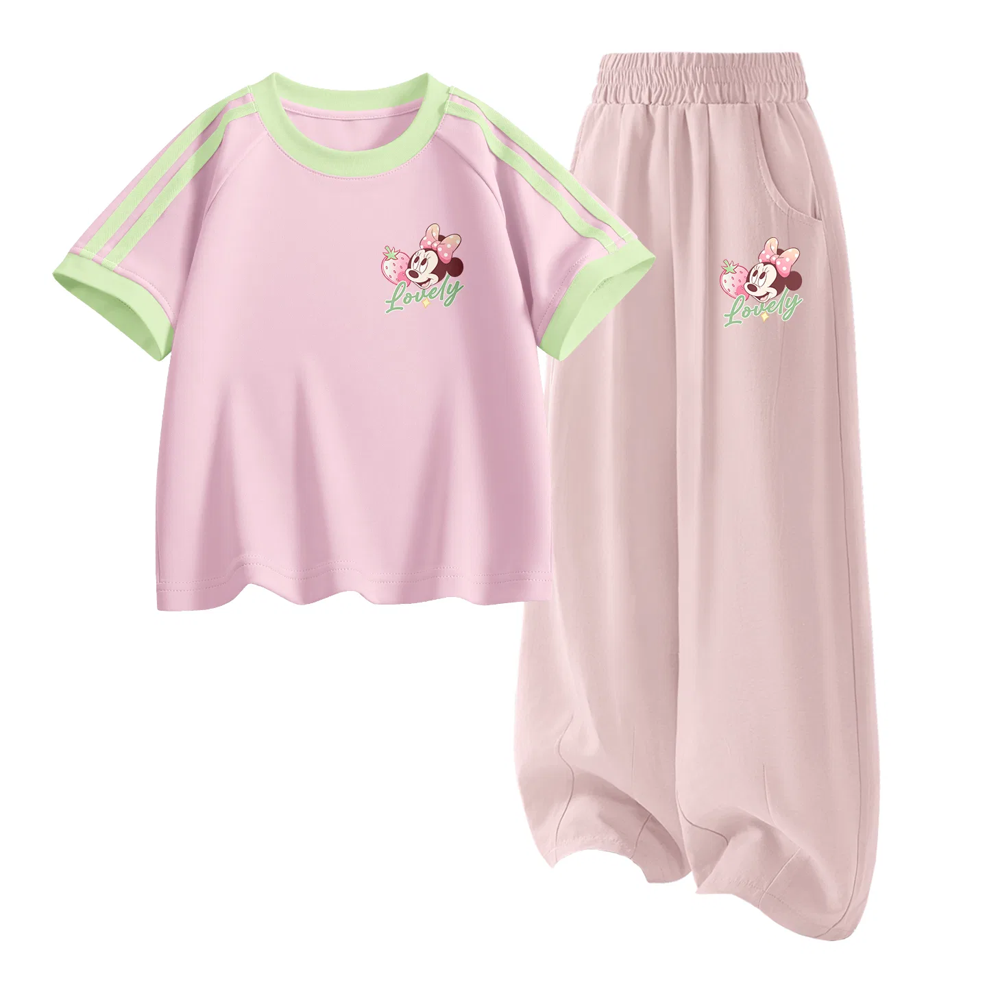 Детский спортивный костюм Casual Sportswear 2 Piece Set Disney, Di Warm Flower K Mousse Pink+Di Warm Flower K Rose Pink — фото 3