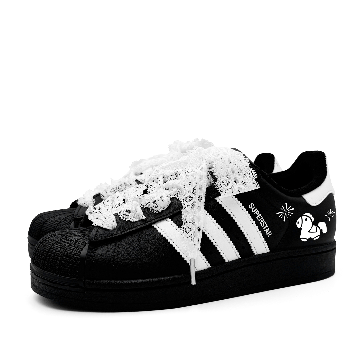 Superstar 2 Year Of The Horse, Firework Pony Leather Abrasion Resistant Low top Adidas Originals, черный — фото 4