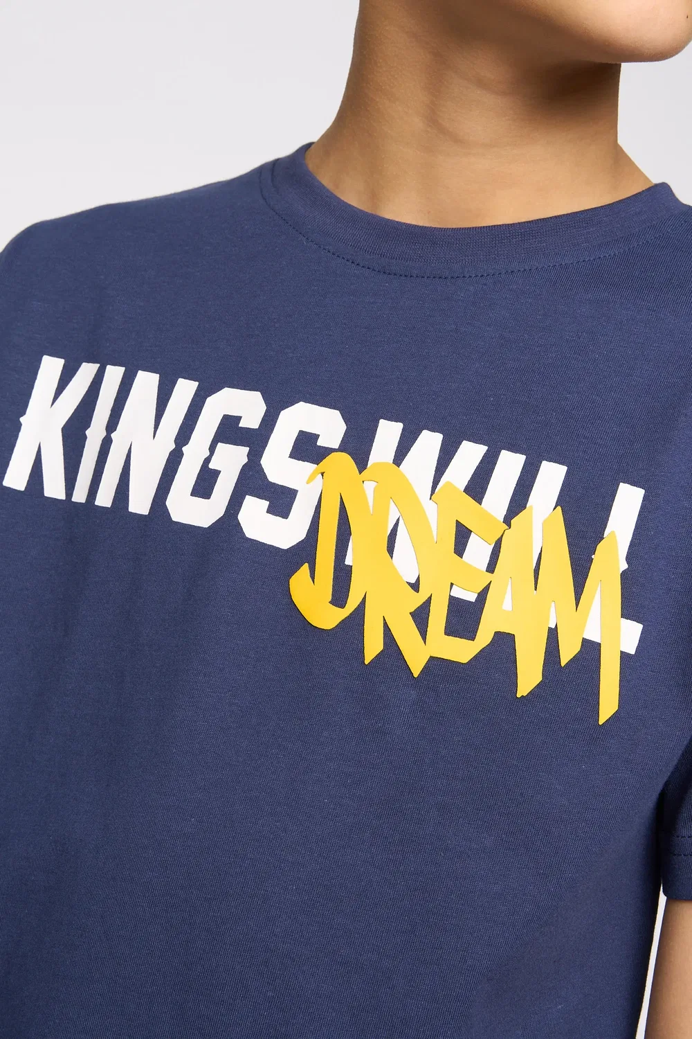 Футболка детская с принтом Kings Will Dream, темно-синий — фото 4
