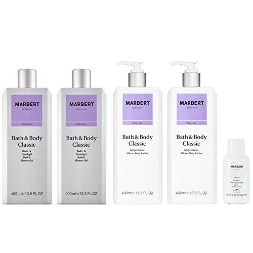 Скраб Marbert — Набор Bath & Body Classic: для тела + гель для душа + энзимный -пудра, 400 мл