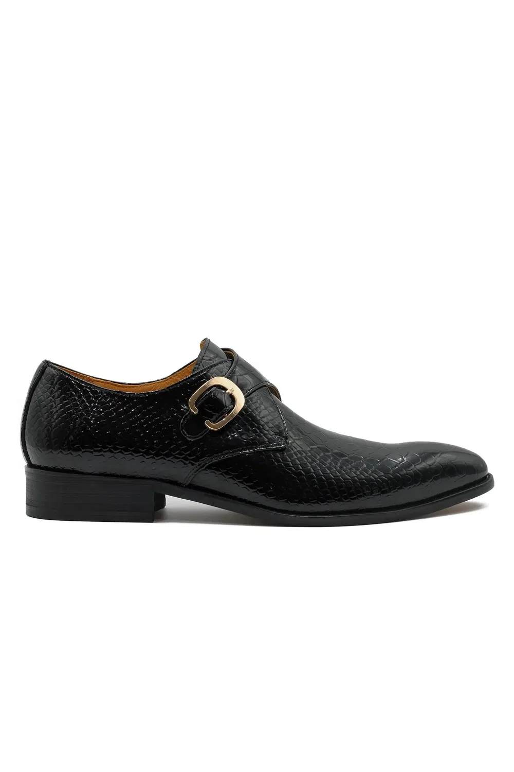 Monk Shoes из кожи с крокодиловым принтом Xposed, черный