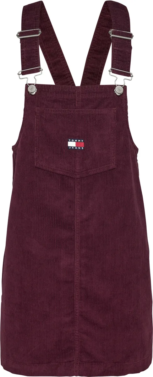 

Вельветовое платье Tommy Jeans "TJW FINE CORD PINAFORE DRESS", выполнено из тонкого шнура, цвет Deep Rouge