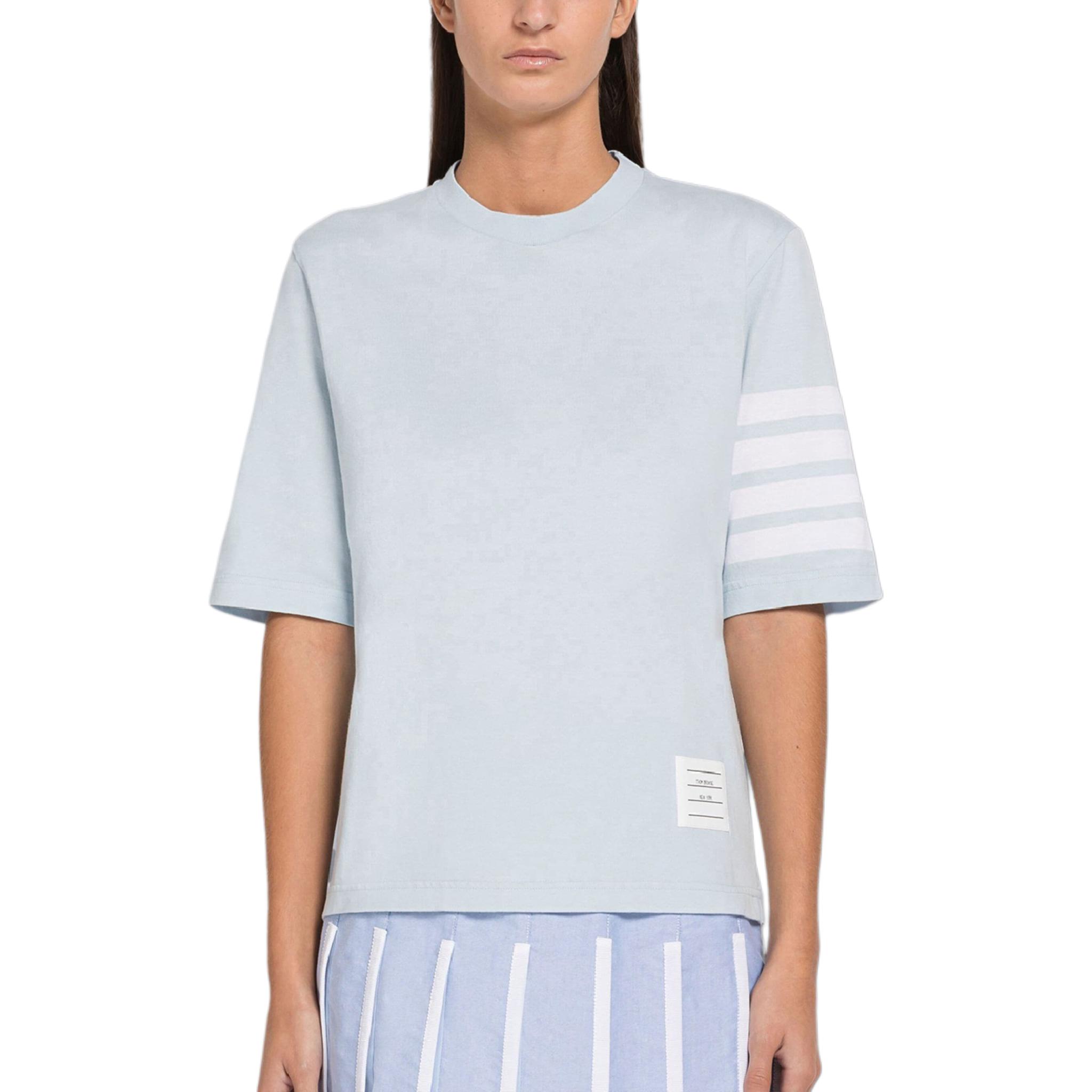 

Футболка полосками 4 полосы THOM BROWNE, светло-голубой