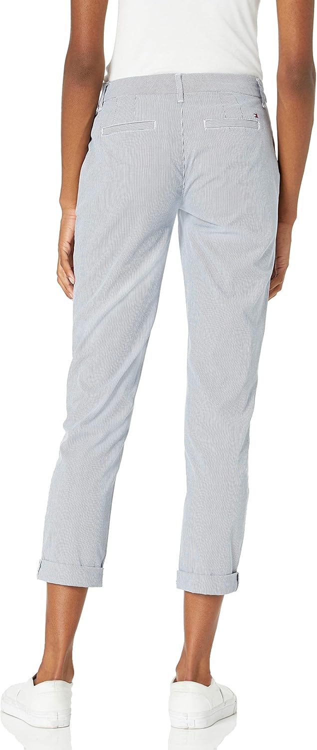 Женские эластичные брюки-чиносы Tommy Hilfiger Slim Casual, Blue/White — фото 2