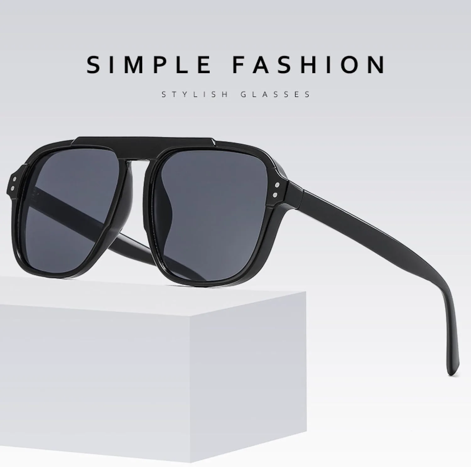 

Модные классические солнцезащитные очки в прямоугольной оправе для женщин, солнцезащитные очки для мужчин с защитой от УФ-излучения UV400 TVTBBVV, Black Yellow