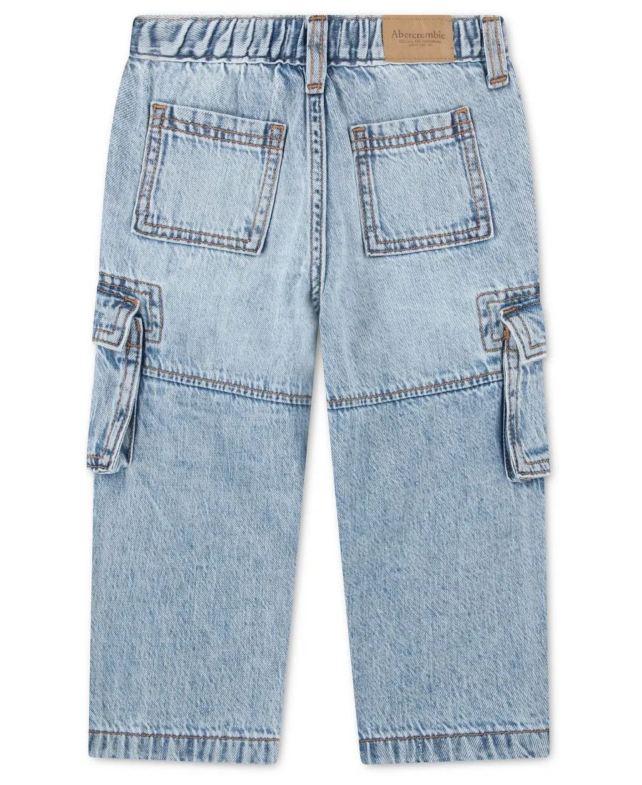 Детские свободные джинсы-карго для мальчиков Abercrombie Kids, синий — фото 2