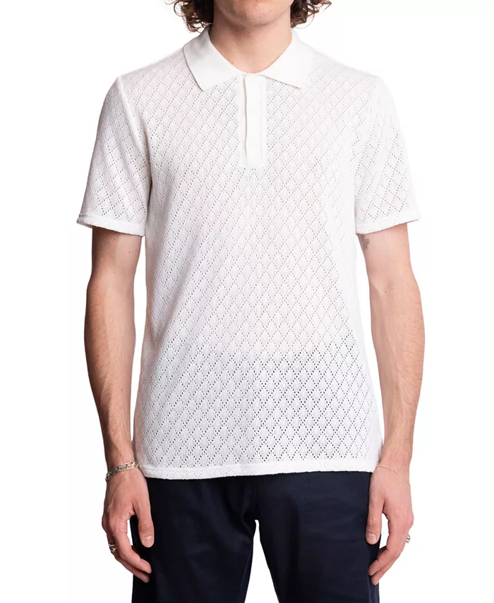 

Мужская поло с коротким рукавом и ромбовидным узором, модель Slim Fit Paisley & Gray, белый