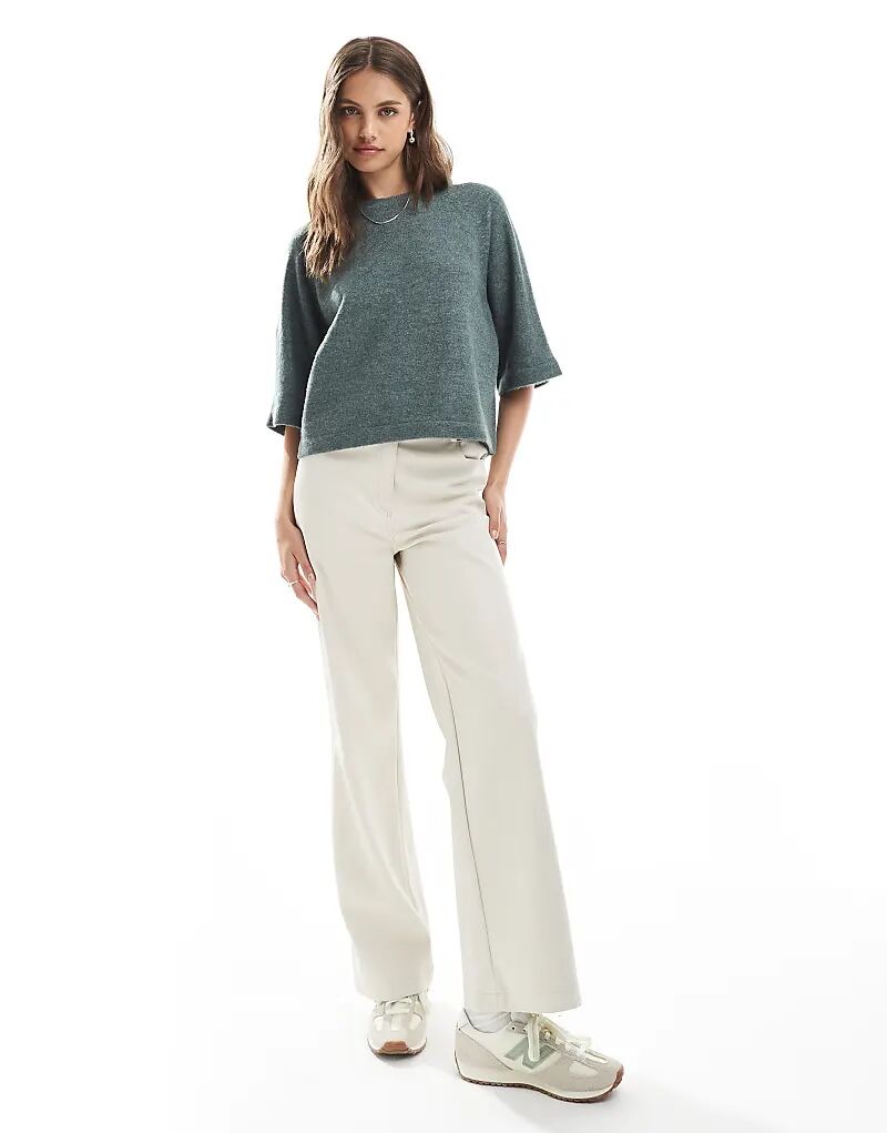 

ONLY укороченная трикотажная футболка зеленого цвета