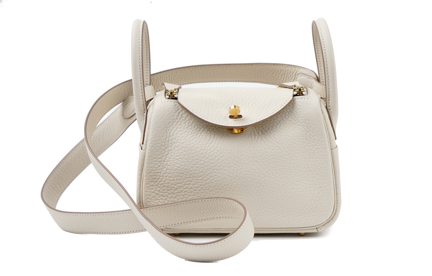 

HERMES Сумка Lindy Taurillon Clemence из коровьей кожи, мини-сумка через плечо, кроссбоди для женщин, 10 Craie, цвет молочный коктейль белый