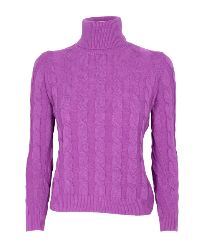 

Плетеный свитер с высоким воротником, фиолетовый Cashmere Company, фиолетовый