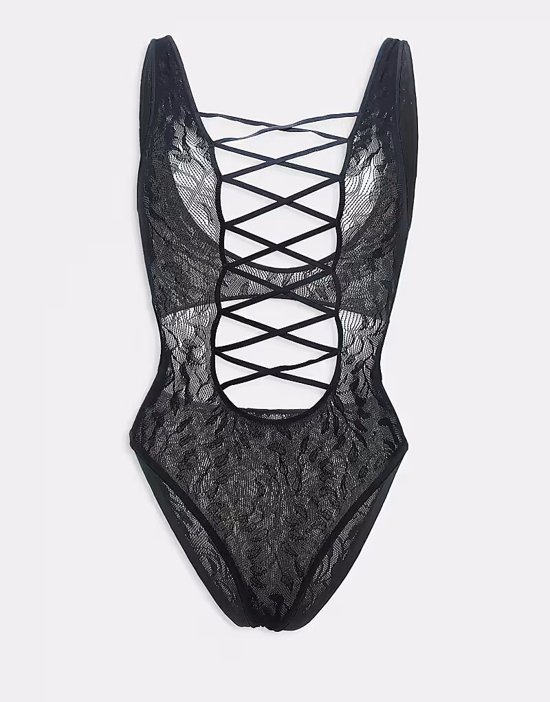 

Боди Ann Summers Bria с перекрещивающимися деталями спереди и вырезом резинкой черного цвета