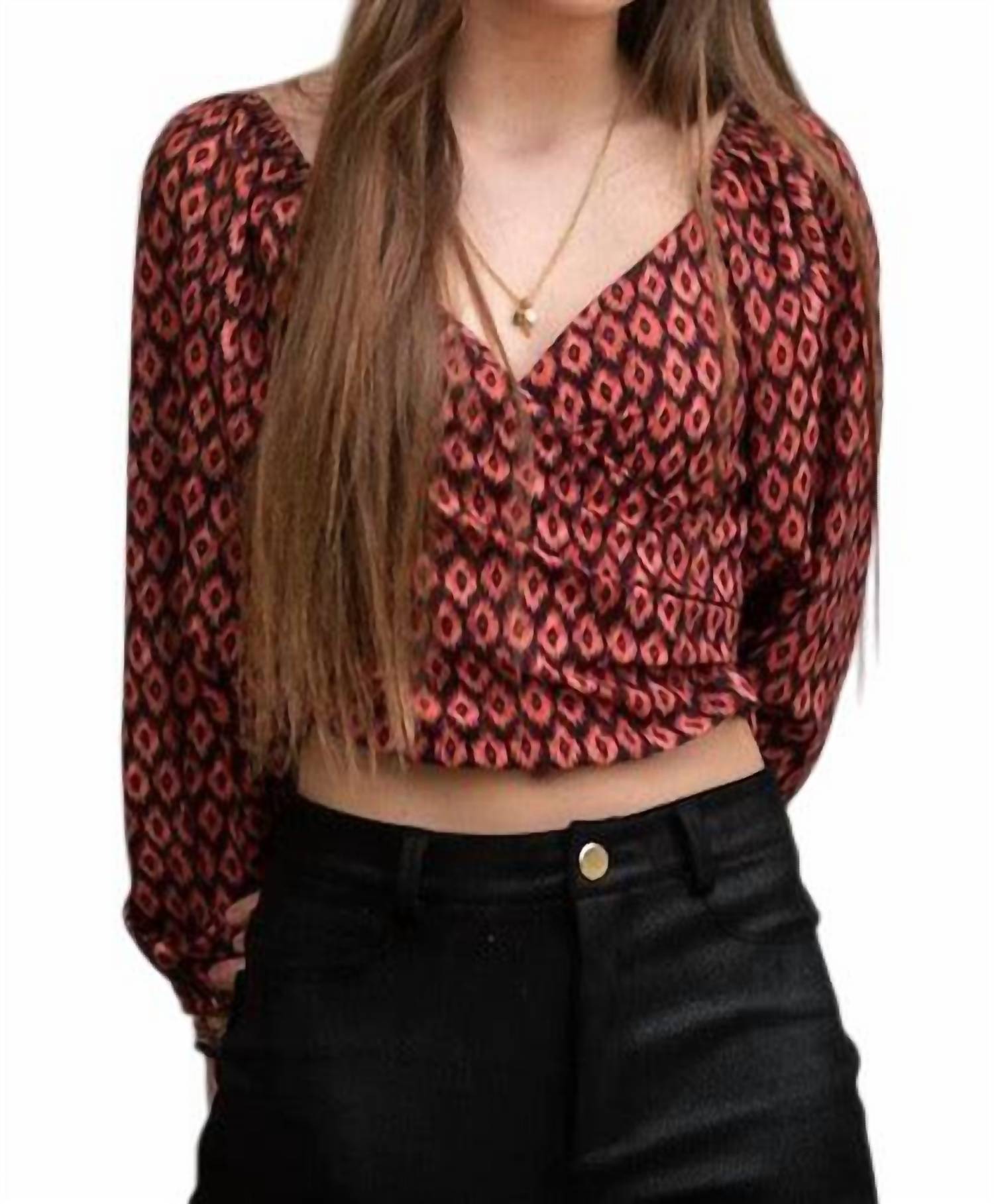 

Osamore Блузка в стиле бохо с ромбами, красная