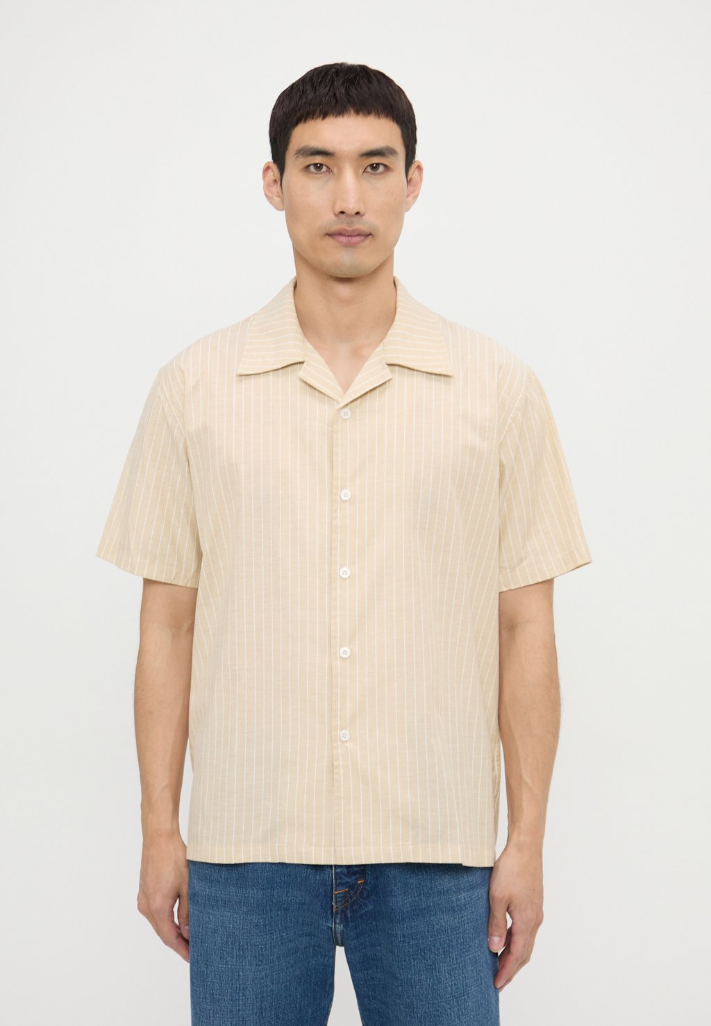 

Рубашка STRIPED SHIRT WITH LAPEL COLLAR Essential Collective, цвет Beige