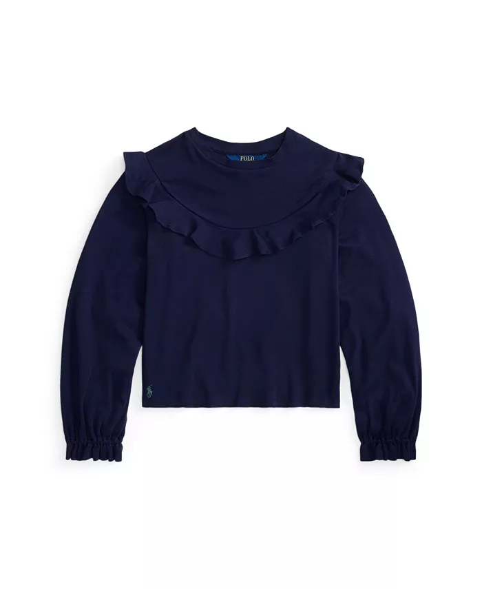 

Детская футболка с длинным рукавом для девочек 7-16 лет Polo Ralph Lauren, синий