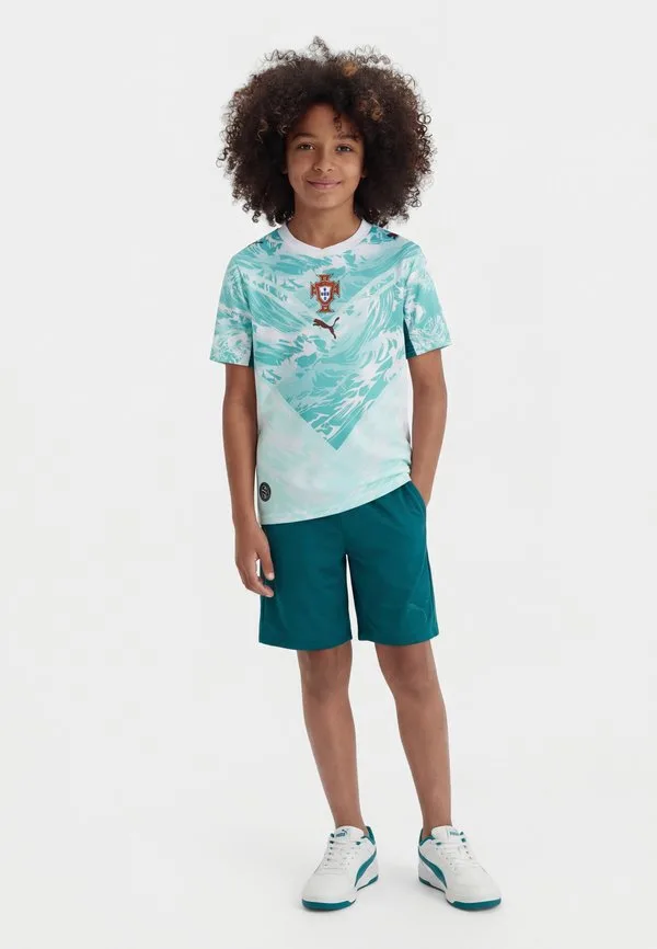 Португальская выездная футболка fpf, спортивная футболка Puma, White/Green Lagoon